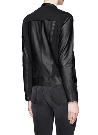 Back View - Click To Enlarge - HELMUT LANG - Sweatshirt jersey leather jacket