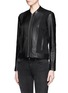 Front View - Click To Enlarge - HELMUT LANG - Sweatshirt jersey leather jacket