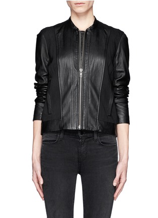 Main View - Click To Enlarge - HELMUT LANG - Sweatshirt jersey leather jacket