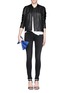 Figure View - Click To Enlarge - HELMUT LANG - Sweatshirt jersey leather jacket