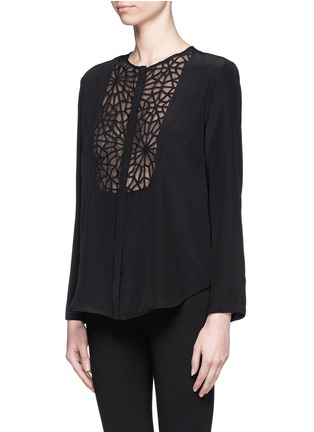 Front View - Click To Enlarge - SANDRO - 'Compliment' sheer panel blouse