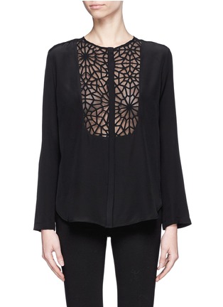 Main View - Click To Enlarge - SANDRO - 'Compliment' sheer panel blouse