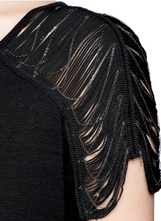 Detail View - Click To Enlarge - SANDRO - 'Ténébreuse' fringe shoulder knit top