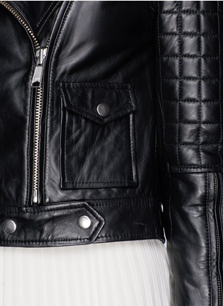 Detail View - Click To Enlarge - WHISTLES - Ronnie quilt sleeve crop biker jacket