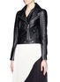 Front View - Click To Enlarge - WHISTLES - Ronnie quilt sleeve crop biker jacket