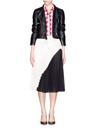 Figure View - Click To Enlarge - WHISTLES - Ronnie quilt sleeve crop biker jacket