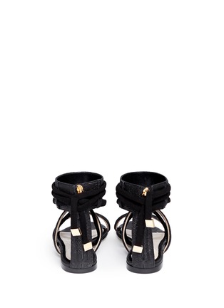 Back View - Click To Enlarge - JASON WU SHOES - Ankle strap stingray embossed leather sandals