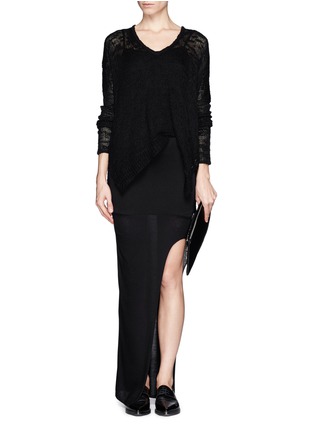 Figure View - Click To Enlarge - HELMUT LANG - Irregular open knit sweater