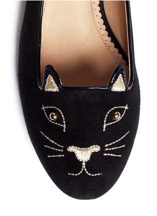 Detail View - Click To Enlarge - CHARLOTTE OLYMPIA - 'Kitty Studs' suede flats