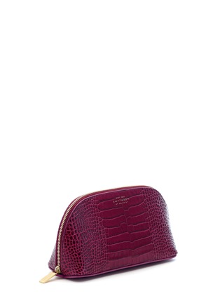 Figure View - Click To Enlarge - SMYTHSON - 'Mara' croc embossed leather cosmetics case - Dark Berry