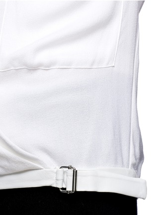 Detail View - Click To Enlarge - HELMUT LANG - Leather trim wrap front blouse