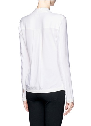 Back View - Click To Enlarge - HELMUT LANG - Leather trim wrap front blouse