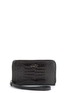Main View - Click To Enlarge - SMYTHSON - 'Mara' croc embossed leather iPhone purse - Charcoal