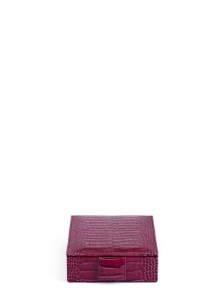 Main View - Click To Enlarge - SMYTHSON - 'Mara' croc embossed leather jewellery box - Dark Berry