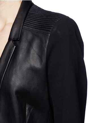 Detail View - Click To Enlarge - HELMUT LANG - Ink leather wool combo blazer