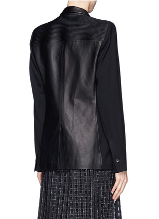 Back View - Click To Enlarge - HELMUT LANG - Ink leather wool combo blazer
