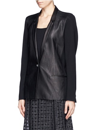 Front View - Click To Enlarge - HELMUT LANG - Ink leather wool combo blazer