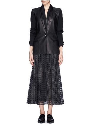 Figure View - Click To Enlarge - HELMUT LANG - Ink leather wool combo blazer