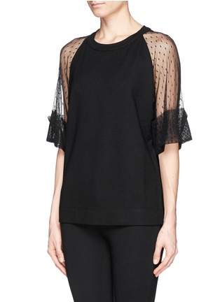 Front View - Click To Enlarge - SEE BY CHLOÉ - Lace sleeve T-shirt