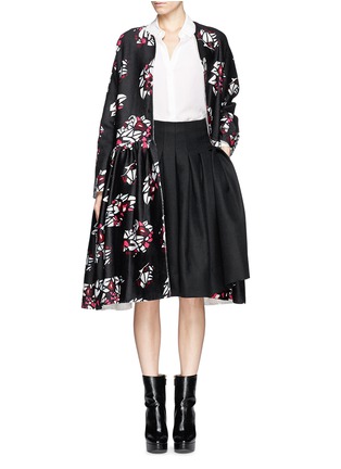 Detail View - Click To Enlarge - MS MIN - Oversized floral print wool-cashmere coat