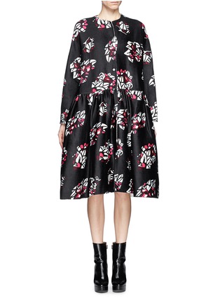 Main View - Click To Enlarge - MS MIN - Oversized floral print wool-cashmere coat