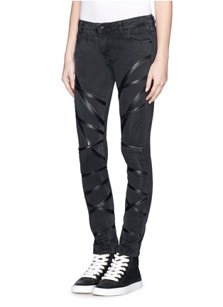 Front View - Click To Enlarge - EACH X OTHER - x Fabio Paleari leather band skinny jeans