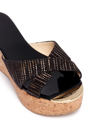 Detail View - Click To Enlarge - JIMMY CHOO - Prima foil print suede wedge mules