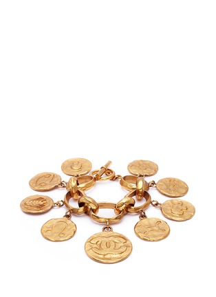 Main View - Click To Enlarge - VINTAGE CHANEL - Zodiac coin charm chain bracelet
