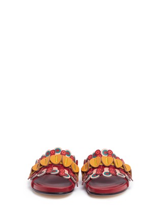 Front View - Click To Enlarge - ANYA HINDMARCH - 'Flip' geometric circus leather slide sandals