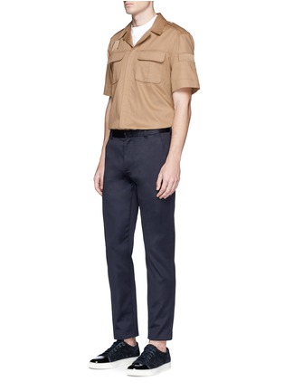 Figure View - Click To Enlarge - NEIL BARRETT - Short sleeve cotton safari shirt