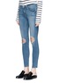 Front View - Click To Enlarge - FRAME - 'Le Skinny de Jeanne' distressed knee cropped jeans