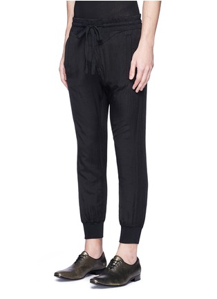 Front View - Click To Enlarge - HAIDER ACKERMANN - Ribbon outseam twill jogging pants