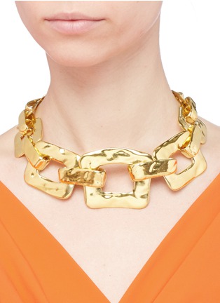 Figure View - Click To Enlarge - LANE CRAWFORD VINTAGE ACCESSORIES - Hammered square chain choker