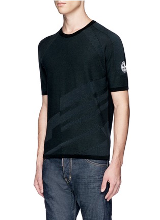 Front View - Click To Enlarge - STONE ISLAND - Stripe mix knit T-shirt