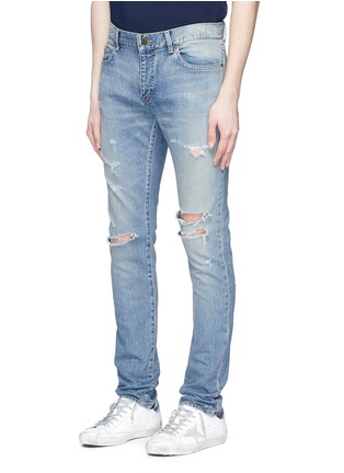 Front View - Click To Enlarge - SAINT LAURENT - Low rise distressed skinny jeans