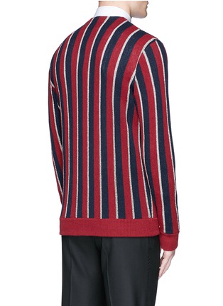 Back View - Click To Enlarge - SAINT LAURENT - Metallic stripe wool cardigan