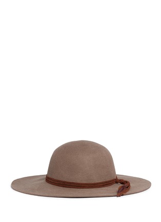 Main View - Click To Enlarge - SENSI STUDIO - 'Lauren' feather braided suede band wool felt hat