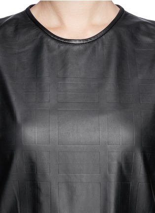Detail View - Click To Enlarge - THEORY - Stretch back tonal plaid leather top