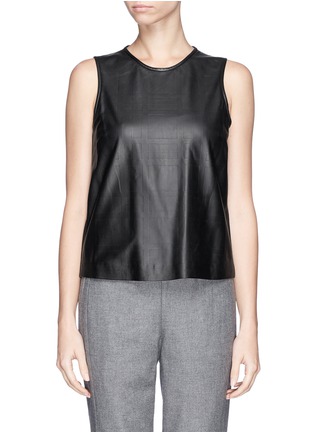 Main View - Click To Enlarge - THEORY - Stretch back tonal plaid leather top
