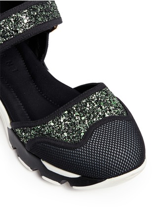 Detail View - Click To Enlarge - MARNI - Mary Jane strap glitter mesh sneakers