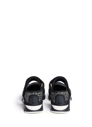 Back View - Click To Enlarge - MARNI - Mary Jane strap glitter mesh sneakers
