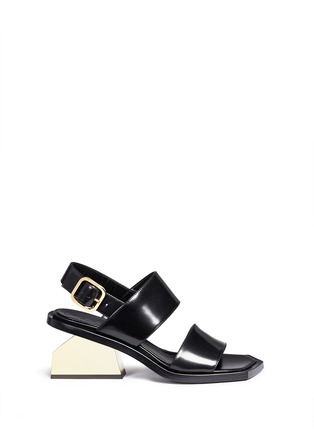 Main View - Click To Enlarge - MARNI - Notched metal heel leather sandals