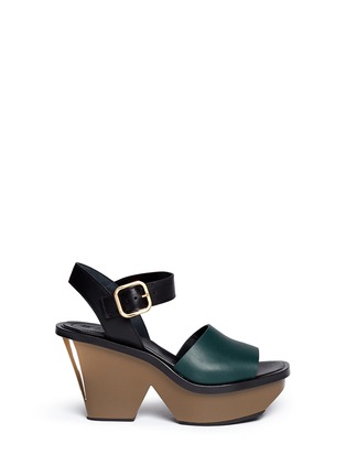 Main View - Click To Enlarge - MARNI - Colourblock acetate wedge platform leather sandals