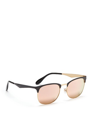 Figure View - Click To Enlarge - RAY-BAN - 'RB3538' coated rim metal mirror sunglasses