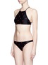Figure View - Click To Enlarge - ZOE KARSSEN - 'Lips All Over' embroidery crisscross open back bikini top
