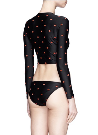 Back View - Click To Enlarge - ZOE KARSSEN - 'Lips All Over' embroidery cropped rash guard