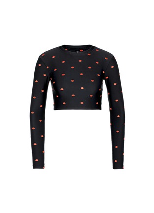 Main View - Click To Enlarge - ZOE KARSSEN - 'Lips All Over' embroidery cropped rash guard