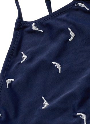 Detail View - Click To Enlarge - ZOE KARSSEN - 'Guns All Over' embroidery crisscross back bikini top