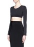 Front View - Click To Enlarge - NORMA KAMALI - Raw edged trim stretch cropped top