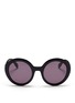 Main View - Click To Enlarge - ALEXANDER MCQUEEN - Piercing hinge acetate round sunglasses